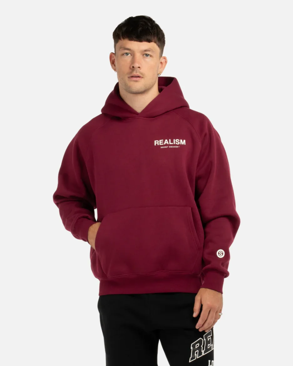 SSS REALISM BACK LOGO CARMINE RED HOODIE